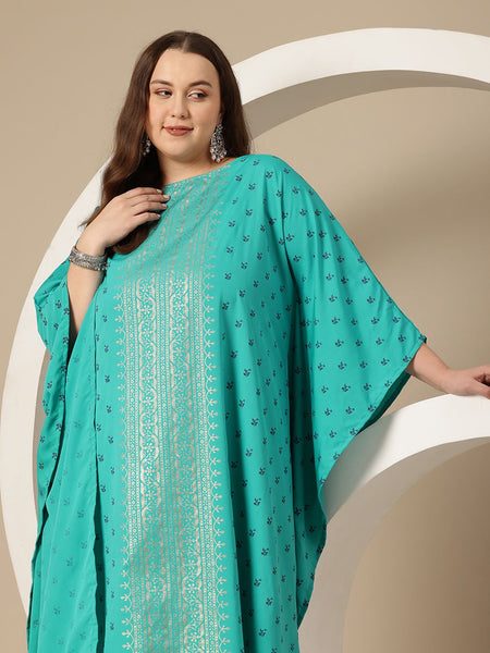 Sztori Plus Size Floral Printed Flared Sleeves Floral Kaftan Kurta
