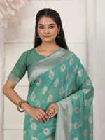 Thumbnail for Astita Linen Cotton Rama Green Saree
