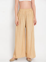Thumbnail for TAG 7 Women White & Beige Set of 2 Flared Ethnic Palazzos
