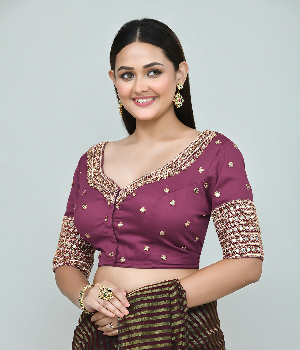 Joban Fashion Women's Pink Embroidered Stitched Blouse