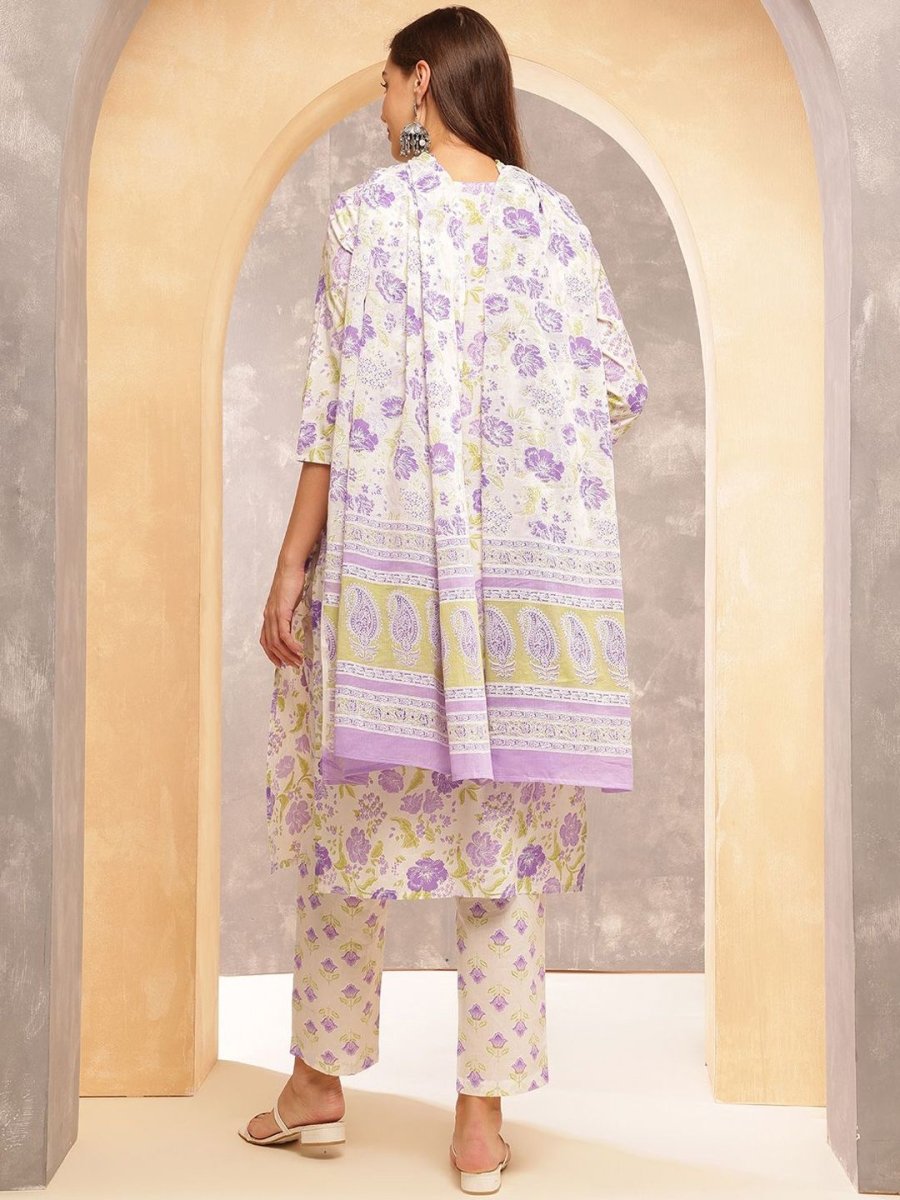 Anouk Women Ethnic Motifs Printed Regular Pure Cotton Kurta with Trousers & With Dupatta