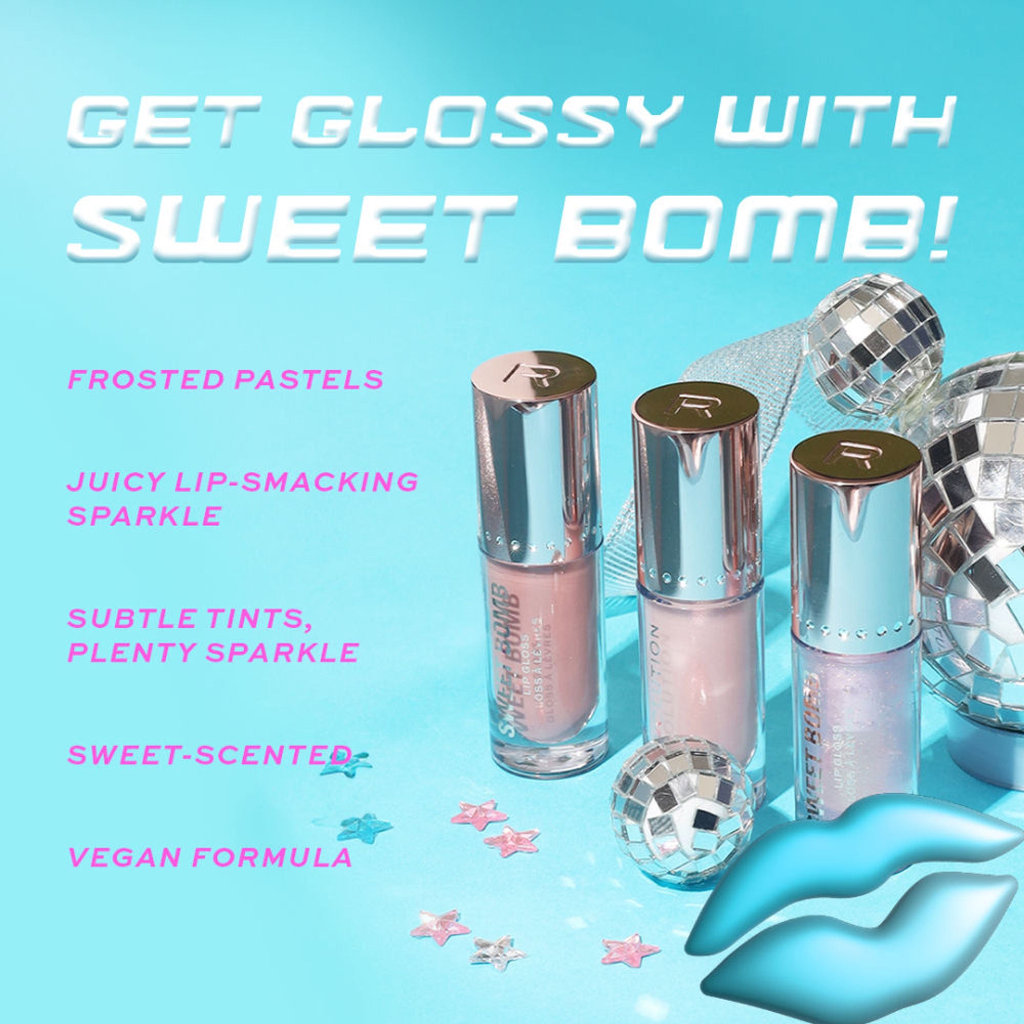 Makeup Revolution Y2K Baby Sweet Bomb Lip Gloss - Vanilla Ice White Holo - Distacart
