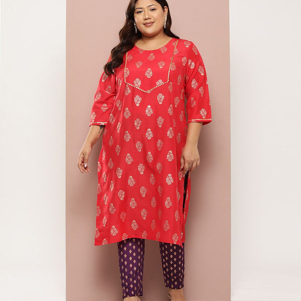 Sztori Plus Size Ethnic Motifs Printed Kurta Set - Distacart