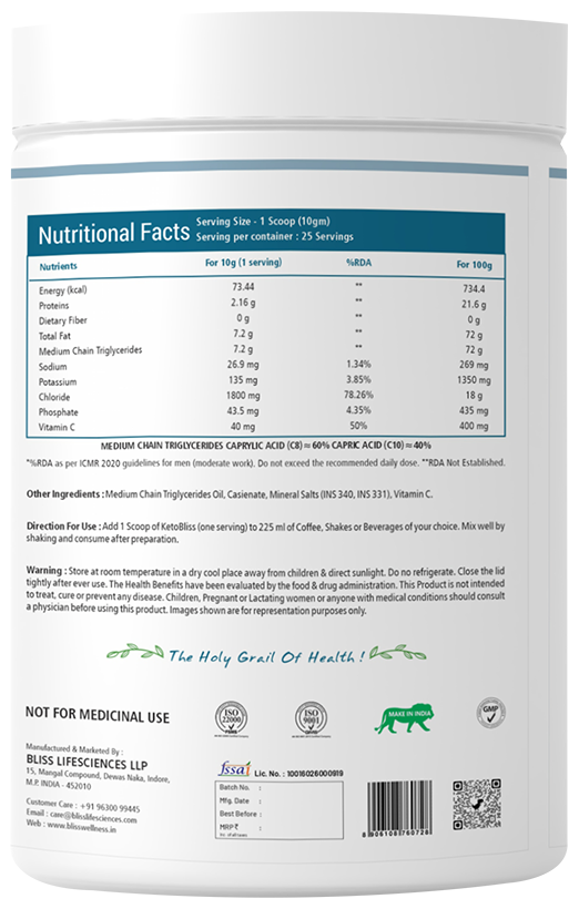 bliss welness ketobliss nutritional mct premix unflavored