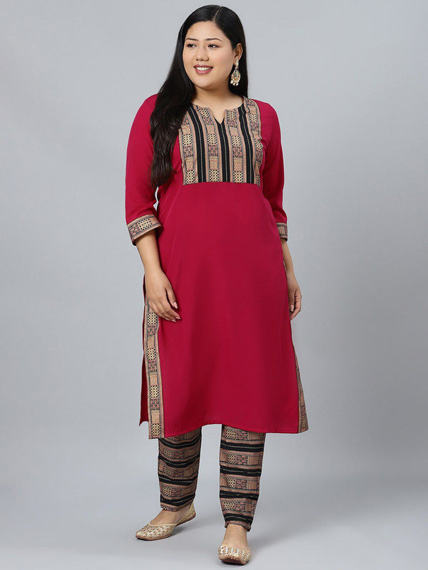 Sztori Printed Notch Neck Regular Kurta with Trousers - Distacart
