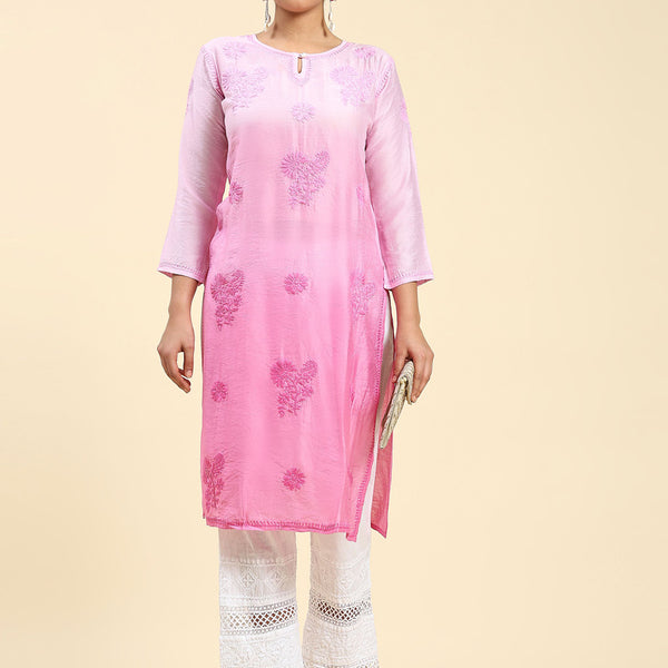 HOUSE OF KARI Floral Chikankari Embroidered Kurta - Distacart