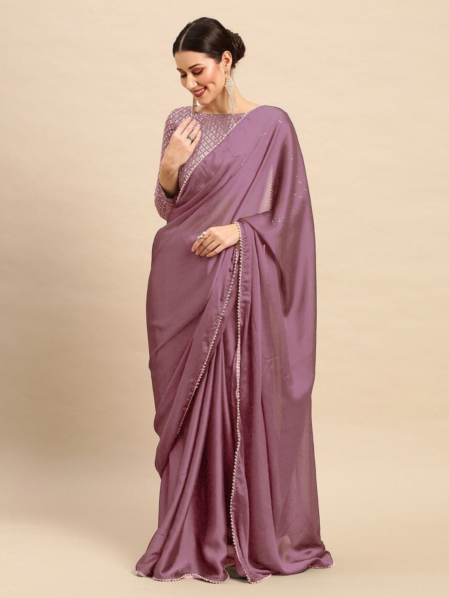 Anouk Beads And Stones Detail Pure Georgette Saree - Distacart