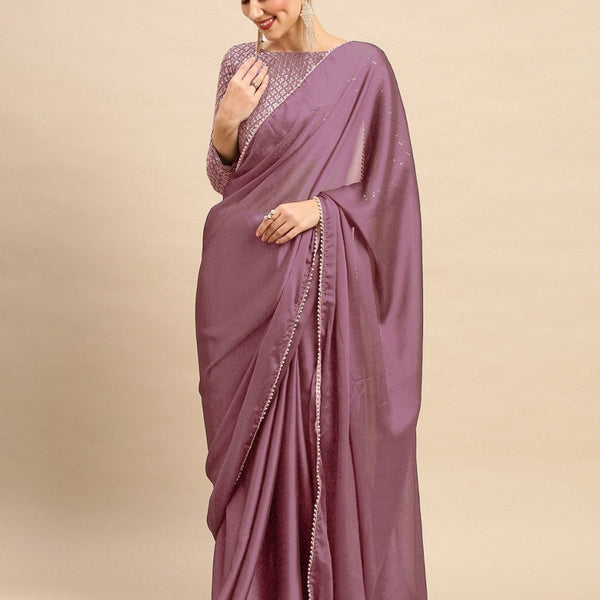 Anouk Beads And Stones Detail Pure Georgette Saree - Distacart