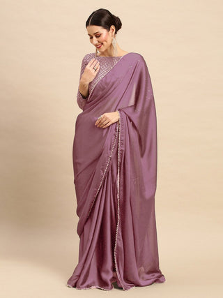 Anouk Beads And Stones Detail Pure Georgette Saree - Distacart
