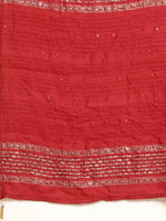 Thumbnail for Anouk Red & White Bandhani Print Mirror Work Cotton Straight Kurta Trousers Dupatta - Distacart