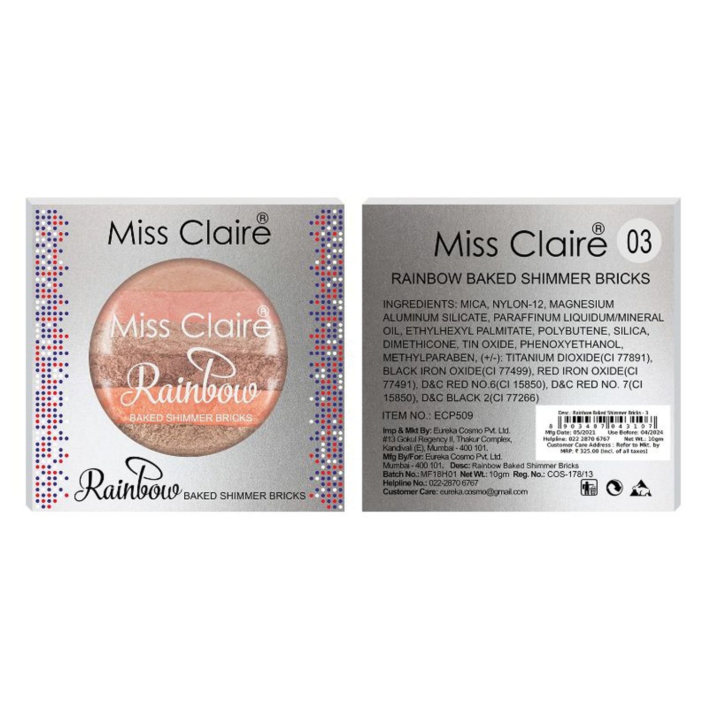 Miss Claire Rainbow Baked Shimmer Bricks - 3 - Distacart