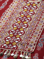 Thumbnail for Anouk Women Red Ethnic Motifs Embroidered Pure Cotton Kurta with Salwar & With Dupatta - Distacart