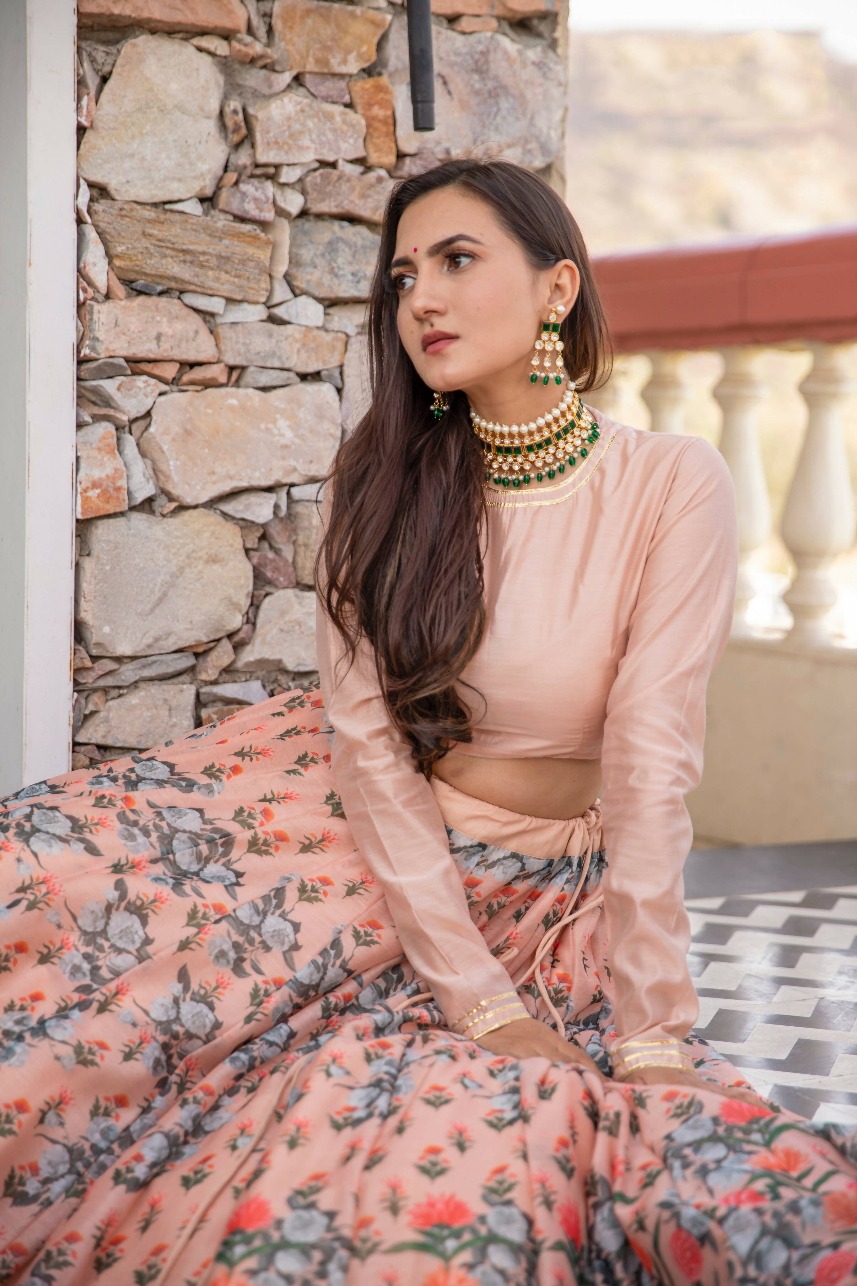 Wedding Designer Light Peach Chanderi Designer Lehenga - Anbazaar - Distacart