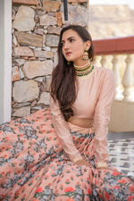 Thumbnail for Wedding Designer Light Peach Chanderi Designer Lehenga - Anbazaar - Distacart