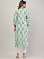 Thumbnail for Swasti Women Green & Peach-Coloured Ethnic Motifs Printed Floral Kurta - Distacart