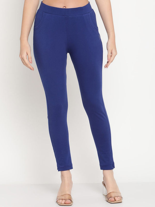 TAG 7 Women Blue & Mustard Yellow Pack of 2 Straight Fit Ankle-Length Leggings - Distacart