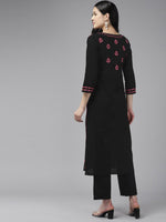 Thumbnail for ADA Ethnic Motifs Embroidered Round Neck Chikankari Cotton Kurta - Distacart