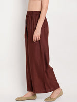 Thumbnail for TAG 7 Women Brown Solid Straight Palazzos