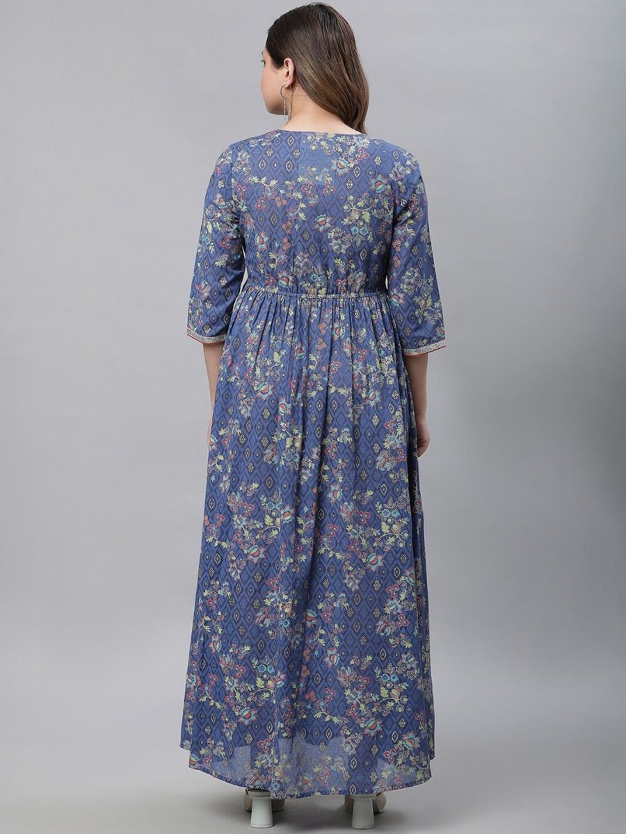 AURELIA Ethnic Motifs Printed Pure Cotton Fit & Flare Ethnic Dress