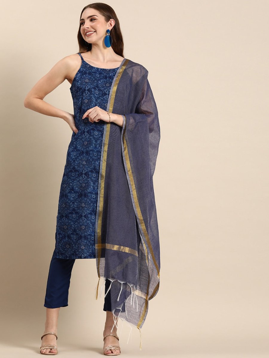 Anouk Ethnic Motifs Printed Regular Kurta with Trousers & Dupatta - Distacart