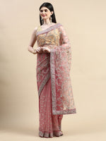 Thumbnail for kasee Floral Embroidered Sequinned Net Saree - Distacart