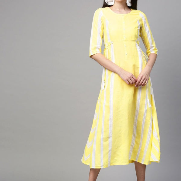 AURELIA Women Yarn Dyed A-Line Cotton Dress - Distacart