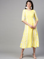 Thumbnail for AURELIA Women Yarn Dyed A-Line Cotton Dress - Distacart