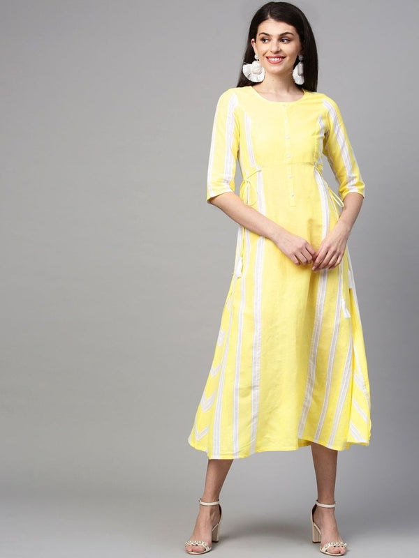 AURELIA Women Yarn Dyed A-Line Cotton Dress - Distacart