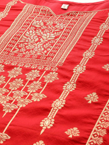 Ahalyaa Women Red Ethnic Motifs Kurta with Trousers - Distacart