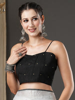 Thumbnail for Anouk White & Black Floral Printed Zari Silk Cotton Saree - Distacart