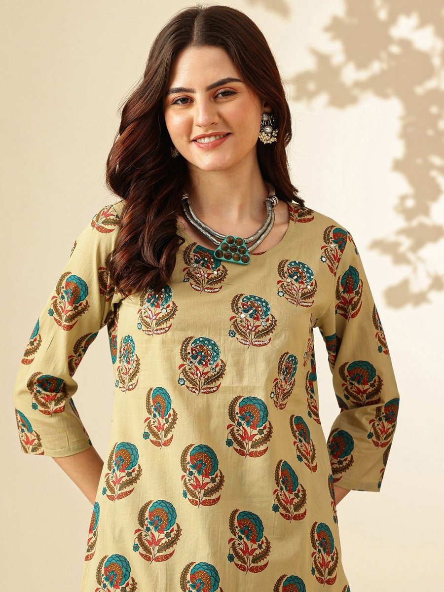 Anouk Ethnic Motifs Printed Regular Pure Cotton Kurta With Trousers & Dupatta - Distacart