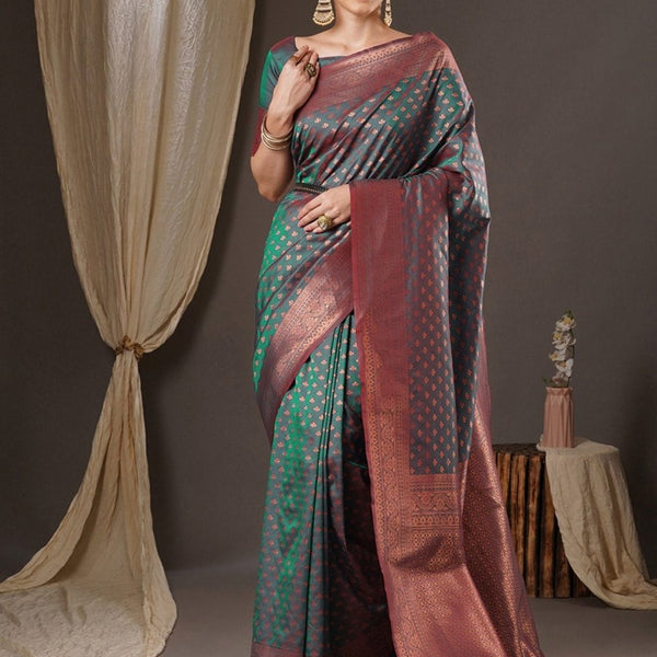 Anouk Floral Zari Banarasi Saree - Distacart