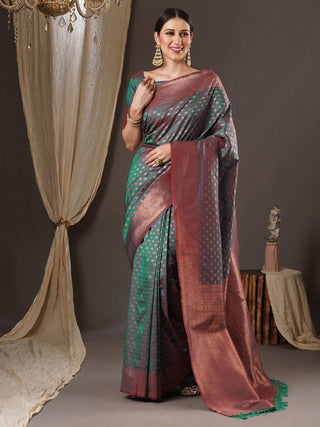 Anouk Floral Zari Banarasi Saree - Distacart
