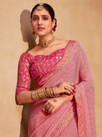 Thumbnail for Anouk Striped Printed Sequinned Pure Georgette Leheriya Saree - Distacart