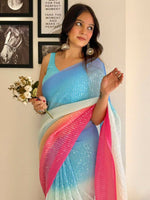 Thumbnail for Anouk Embellished Sequinned Pure Georgette Designer Saree - Distacart