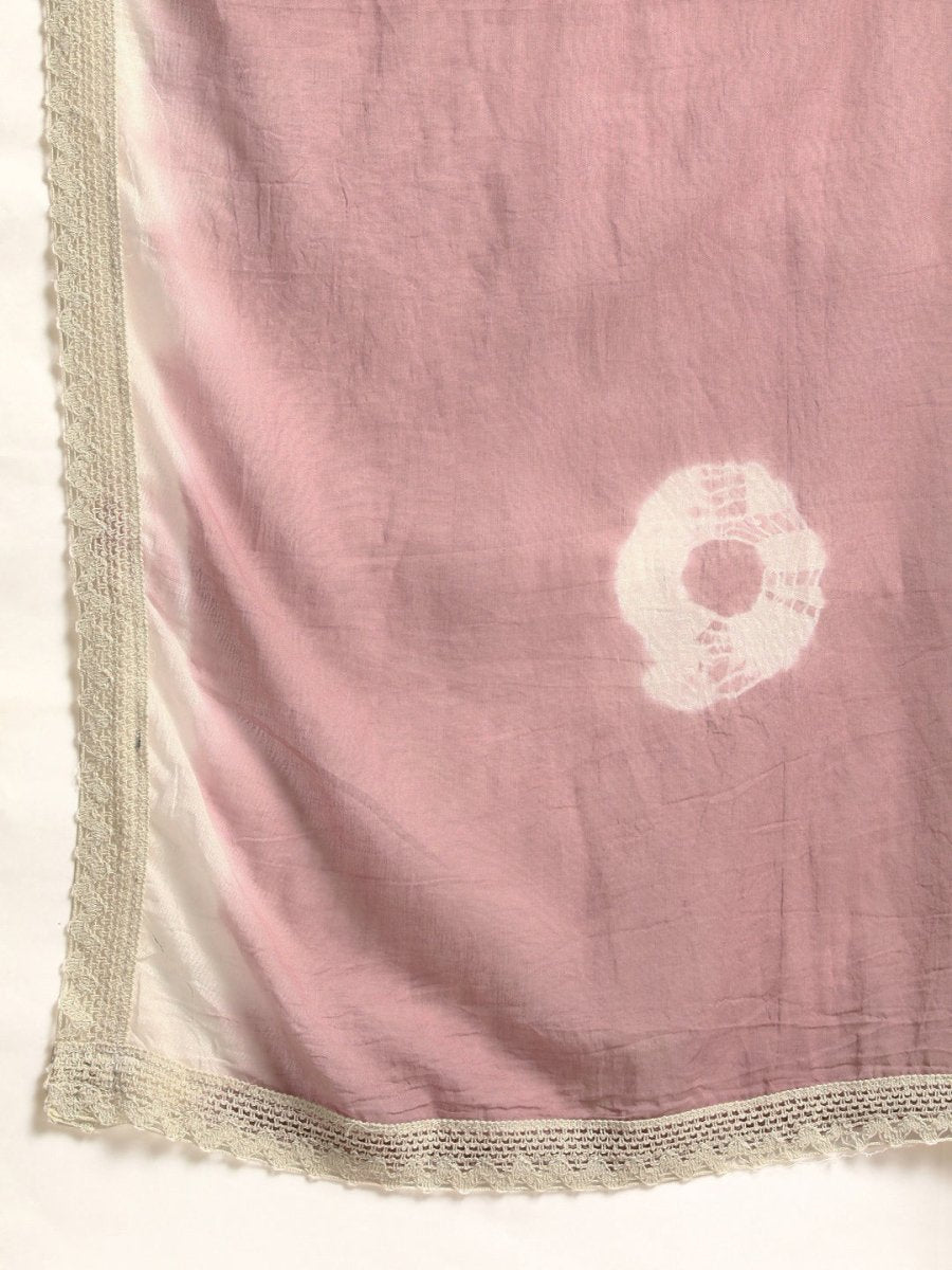 Anouk Mauve & Off-White Ethnic Embroidered Cotton Straight Kurta with Trousers Dupatta - Distacart