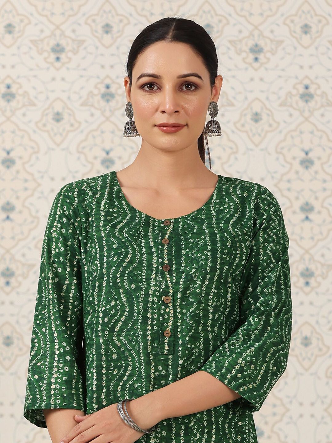 Ode by House of Pataudi Bandhani Printed Straight Kurta - Distacart
