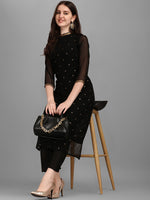 Thumbnail for Kalini Floral Embellished Regular Straight Kurta With Trousers