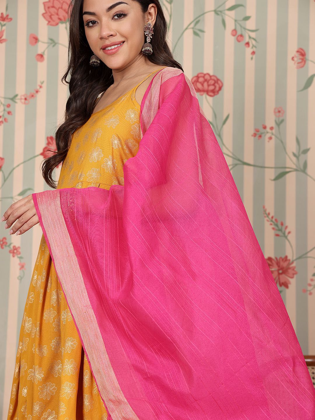 Ode by House of Pataudi Women Floral Printed Regular Kurta with Palazzos & With Dupatta - Distacart