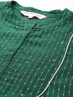 Thumbnail for All About You Striped Pleated Sequinned Pure Cotton Kurta with Trousers - Distacart