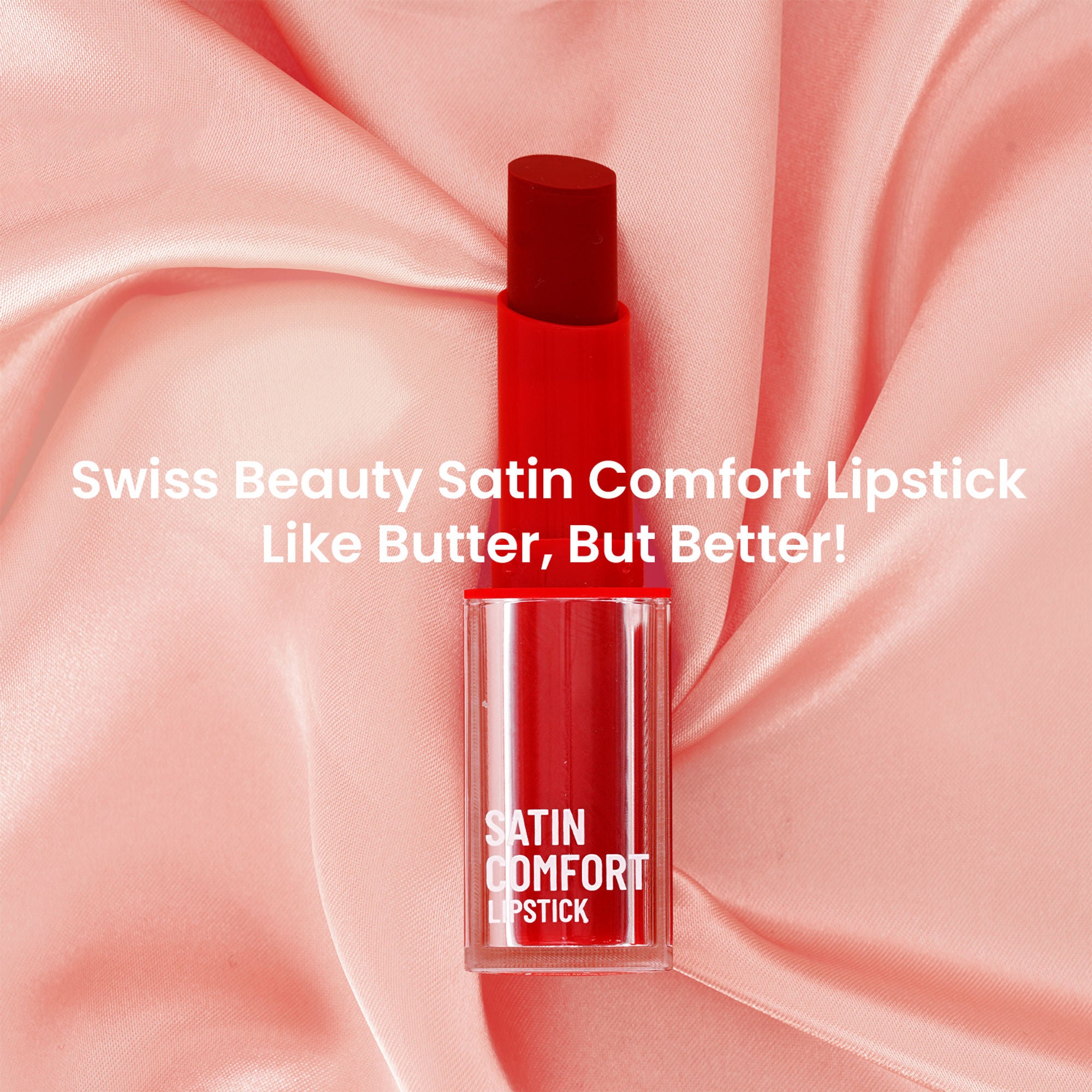 Swiss Beauty Satin Comfort Smooth Glide, Highly Pigmented , Ultra Hydrating Lipstick - 9 Cherry Blossom - Distacart