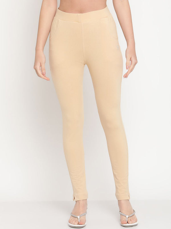 TAG 7 Women Pack of 2 Beige & Brown Solid Kurti Pants - Distacart