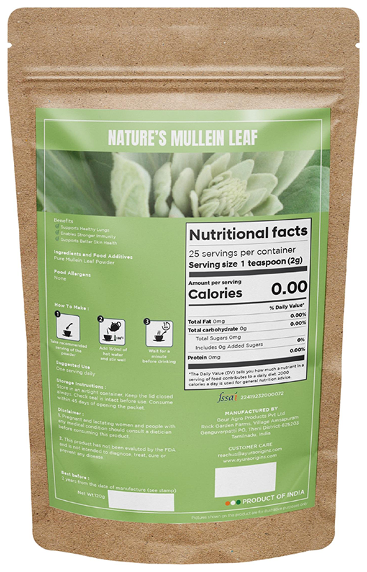 Ayura Origins Nature's Mullein Leaf Fix Powder - Distacart