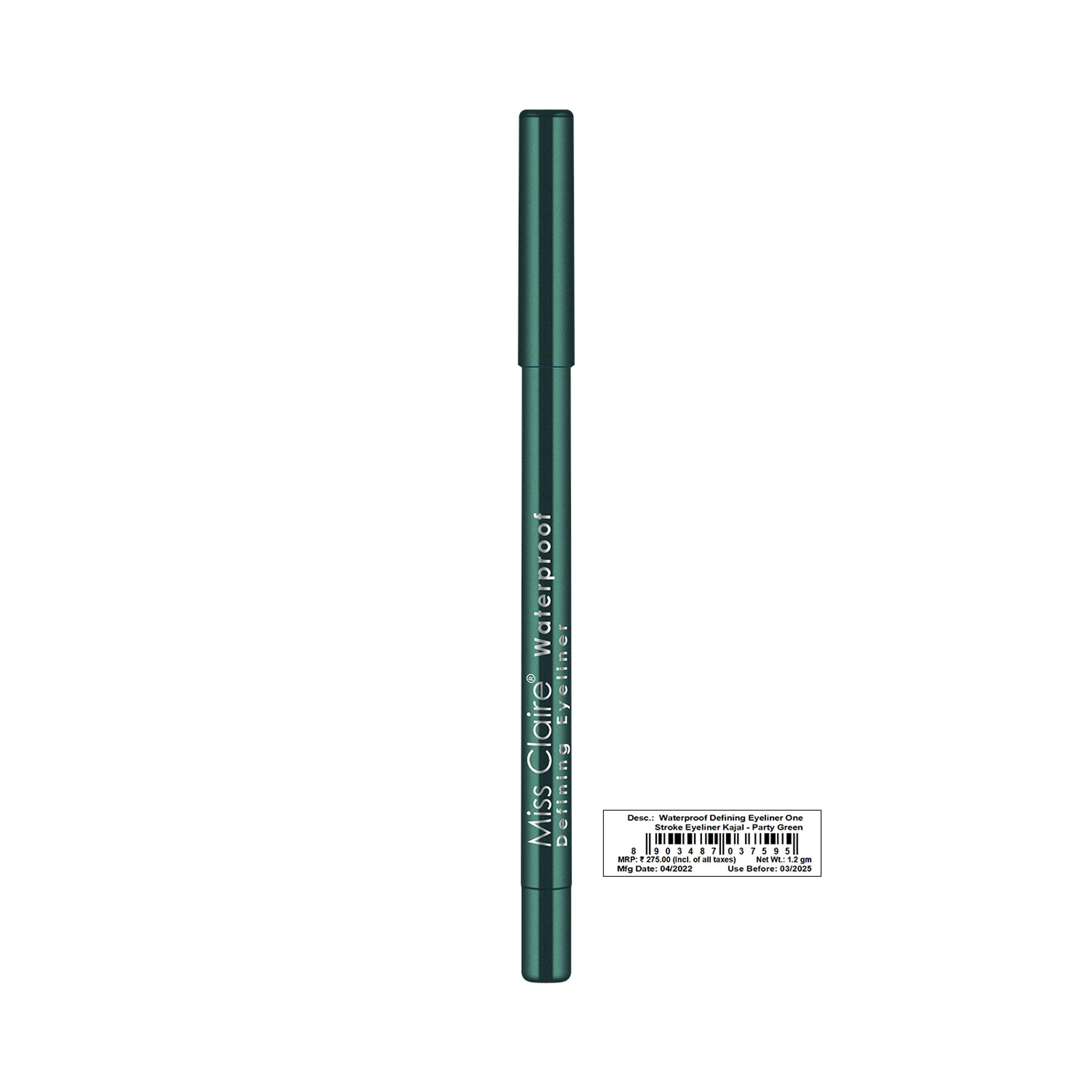 Miss Claire Waterproof Defining One Stroke Eyeliner Kajal - Party Green - Distacart