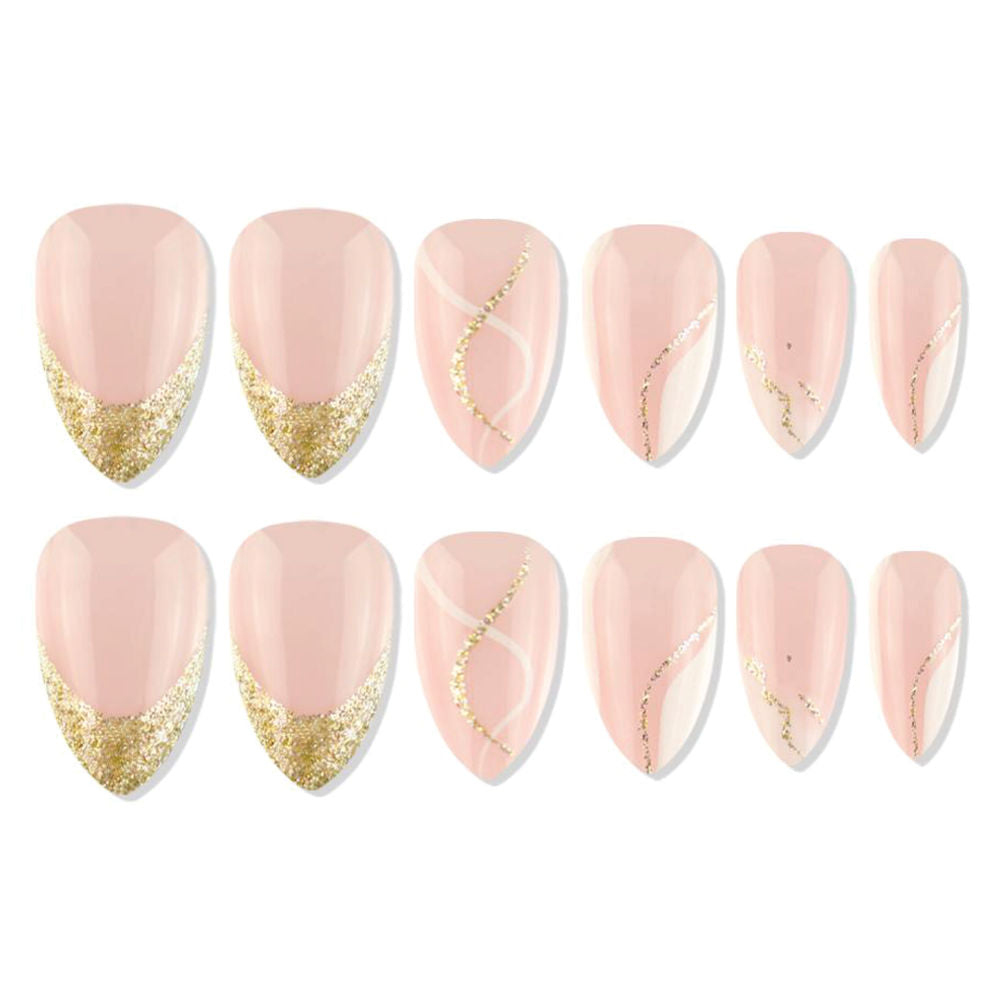 shills professional reusable press on nails almond spn689
