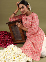 Thumbnail for Indo Era Geometric Printed Mirror Work Straight Kurta