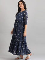 Thumbnail for AURELIA Women Blue Printed Maxi Dress - Distacart