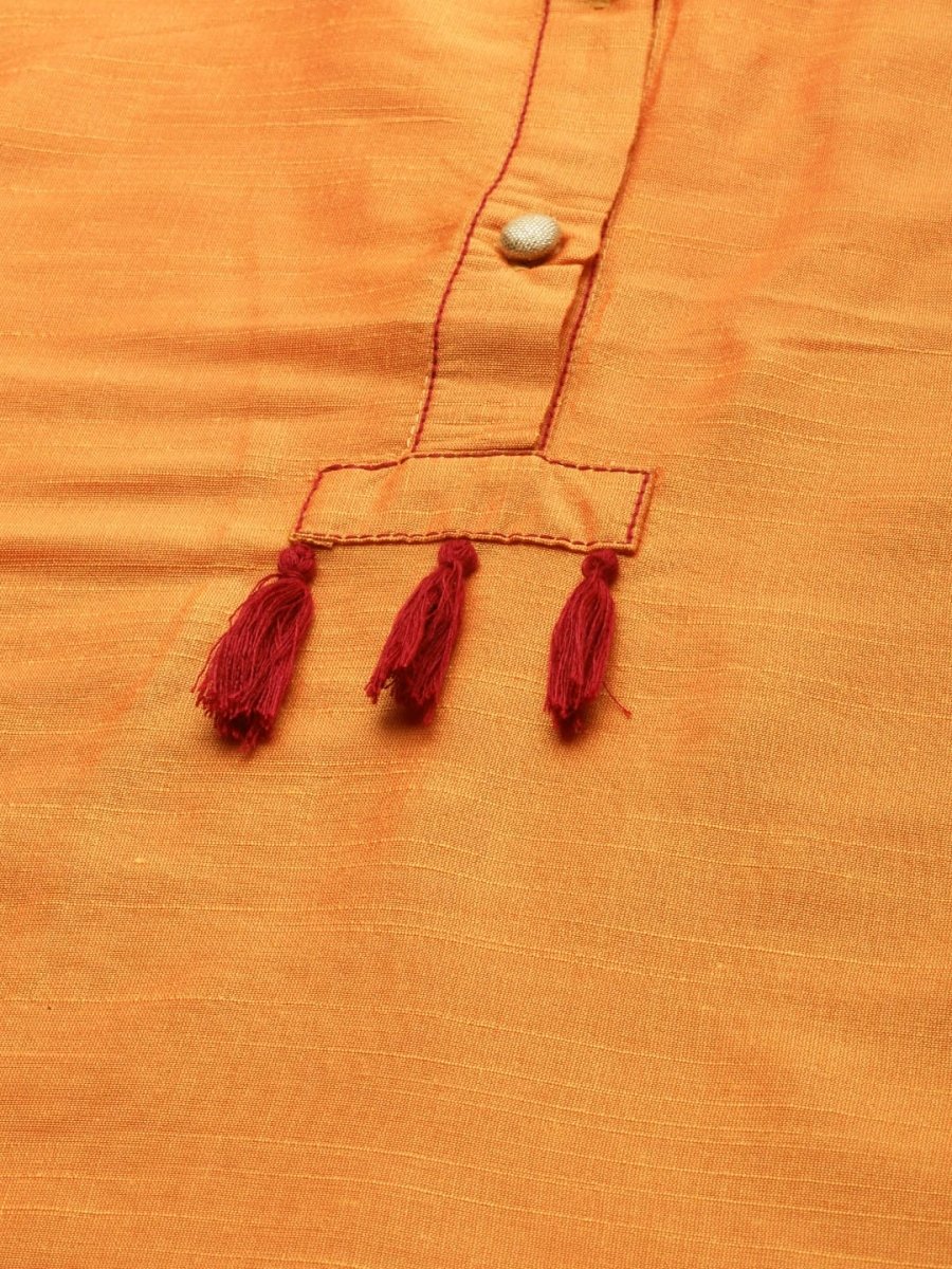 All About You Women Orange Regular Kurta with Trousers & With Dupatta - Distacart
