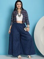 Thumbnail for TAG 7 Plus Size Polka Dot Printed Pure Cotton Flared Ethnic Palazzo - Distacart