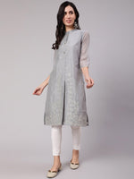 Thumbnail for Aks Thread Work Chanderi Silk Kurta - Distacart